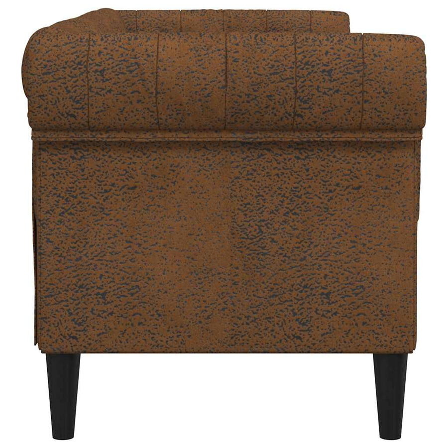 Chesterfieldbank Bruin 182.5 x 74.5 x 74.5 cm Faux suede leer