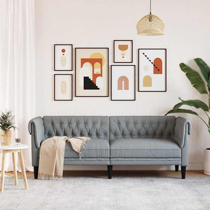 Chesterfieldbank Geruit Lichtgrijs 201.5 x 74.5 x 74.5 cm Stof