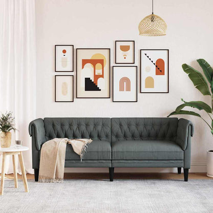 Chesterfieldbank Geruit Donkergrijs 201.5 x 74.5 x 74.5 cm Stof