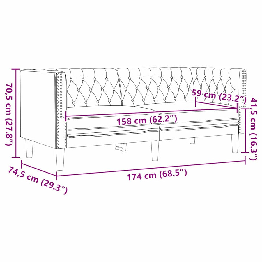 Bank Zwart 174 x 74,5 x 70,5 cm PVC