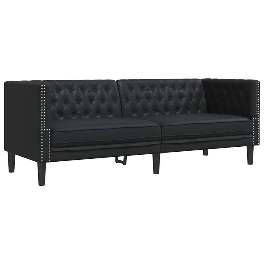 Chesterfieldbank Geruit Zwart 194 x 74.5 x 70.5 cm Kunstleer