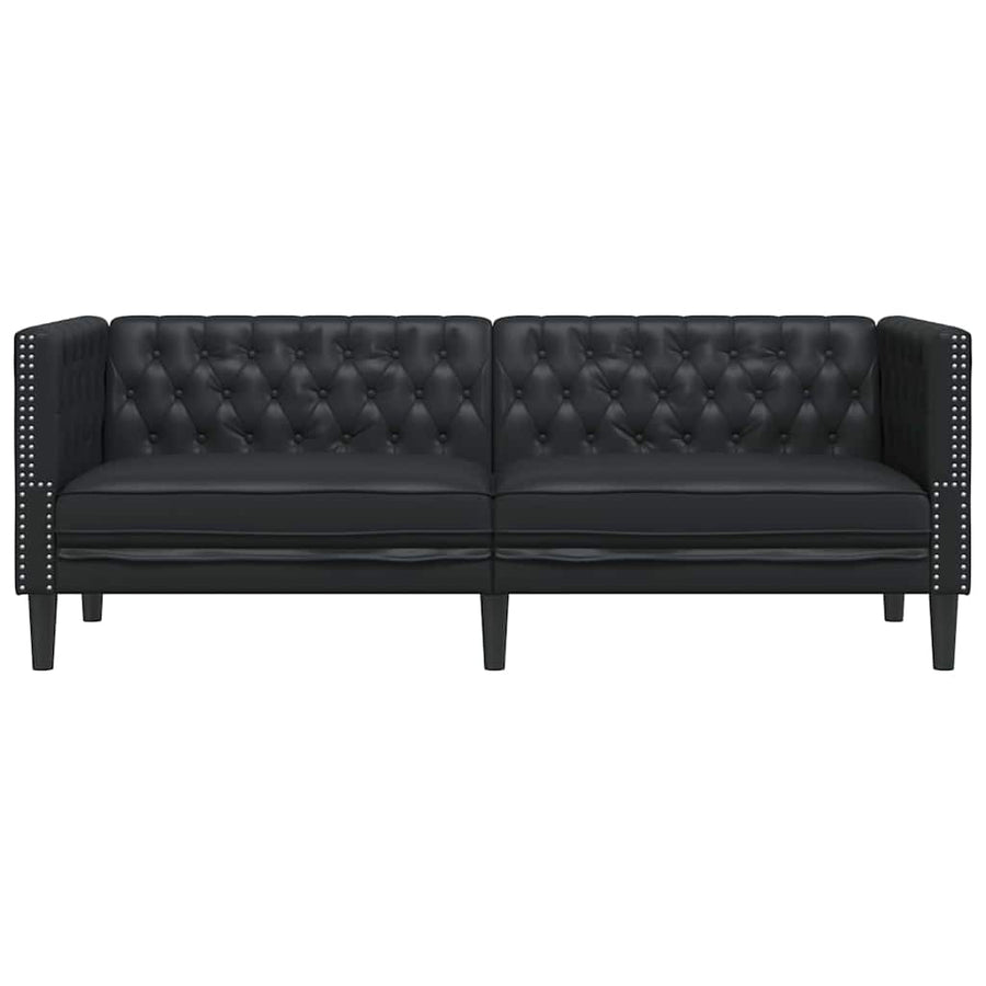 Chesterfieldbank Geruit Zwart 194 x 74.5 x 70.5 cm Kunstleer