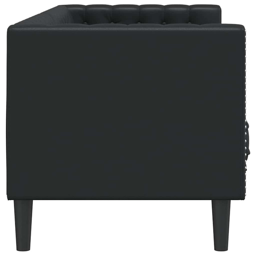 Chesterfieldbank Geruit Zwart 194 x 74.5 x 70.5 cm Kunstleer