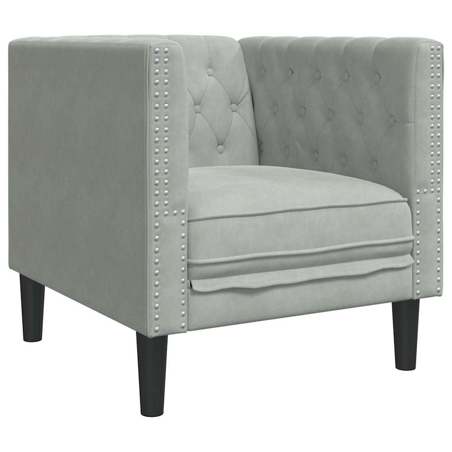 Chesterfield Bank Stoel Lichtgrijs 71 x 74.5 x 70.5 cm Fluweel