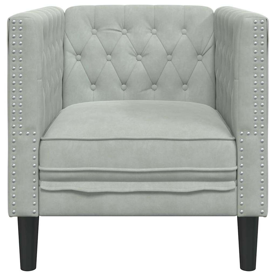 Chesterfield Bank Stoel Lichtgrijs 71 x 74.5 x 70.5 cm Fluweel