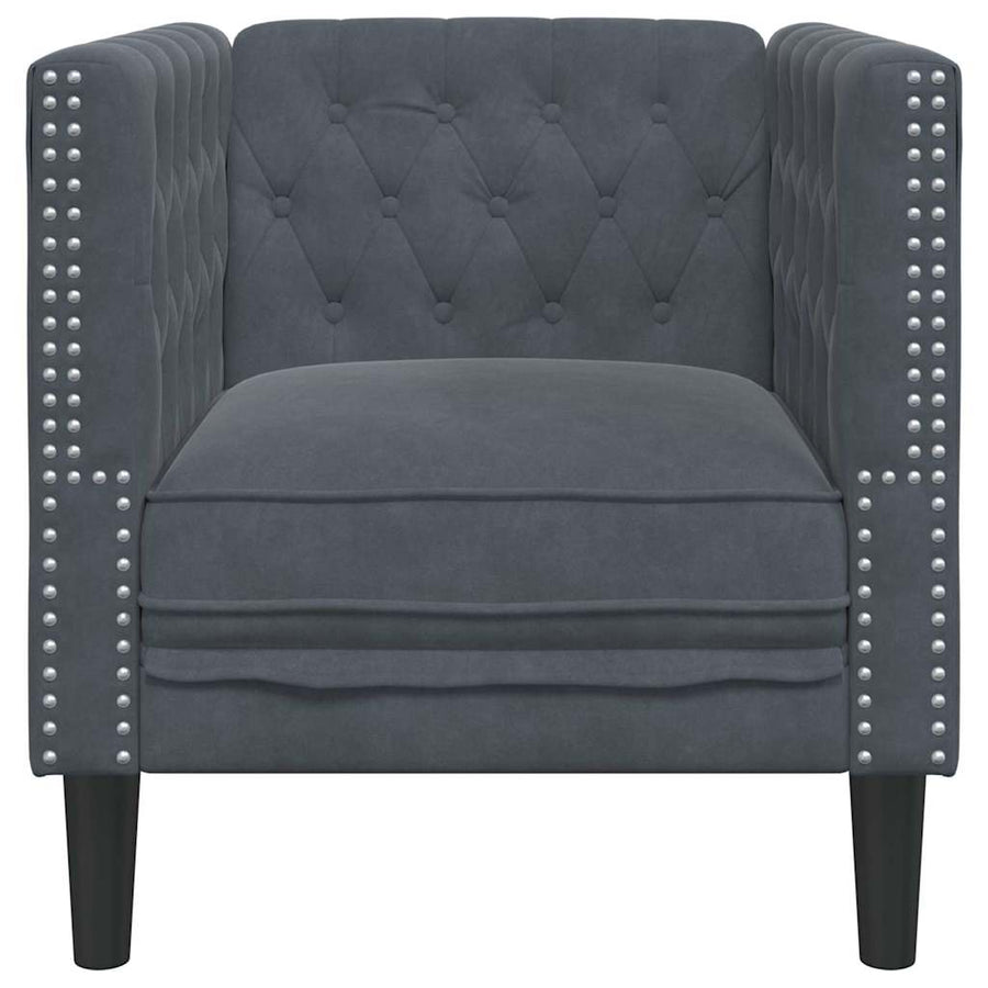 Chesterfield Bank Stoel Donkergrijs 71 x 74.5 x 70.5 cm Fluweel