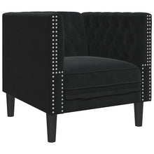 Chesterfield Bank Stoel Zwart 71 x 74.5 x 70.5 cm Fluweel