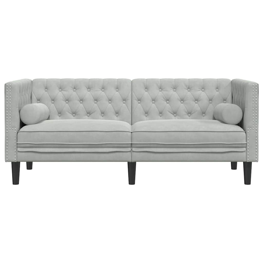 Chesterfieldbank Geruit Lichtgrijs 174 x 74.5 x 70.5 cm Fluweel
