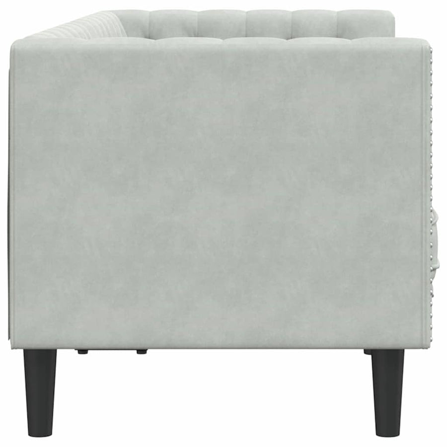 Chesterfieldbank Geruit Lichtgrijs 174 x 74.5 x 70.5 cm Fluweel