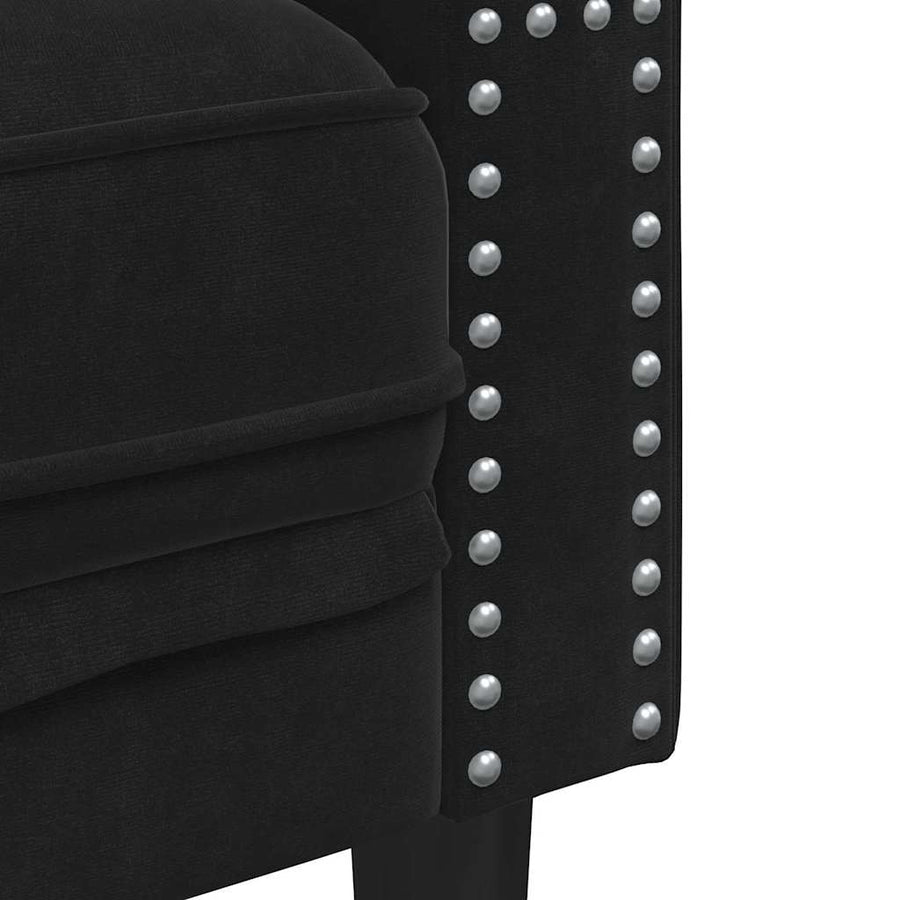 Chesterfieldbank Geruit Zwart 174 x 74.5 x 70.5 cm Fluweel