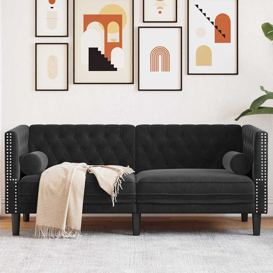 Chesterfieldbank Geruit Zwart 174 x 74.5 x 70.5 cm Fluweel