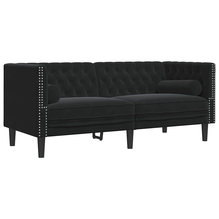 Chesterfieldbank Geruit Zwart 174 x 74.5 x 70.5 cm Fluweel