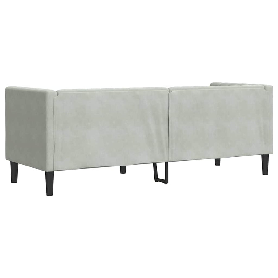 Chesterfieldbank Geruit Lichtgrijs 194 x 74.5 x 70.5 cm Fluweel