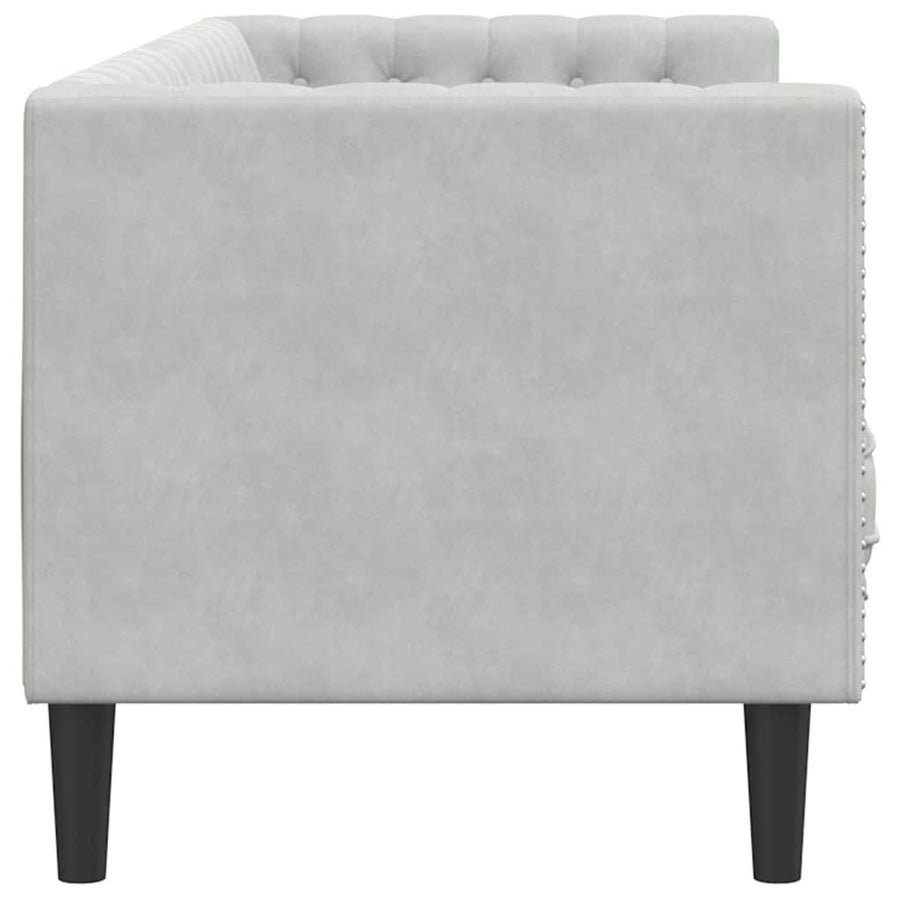 Chesterfieldbank Geruit Lichtgrijs 194 x 74.5 x 70.5 cm Fluweel