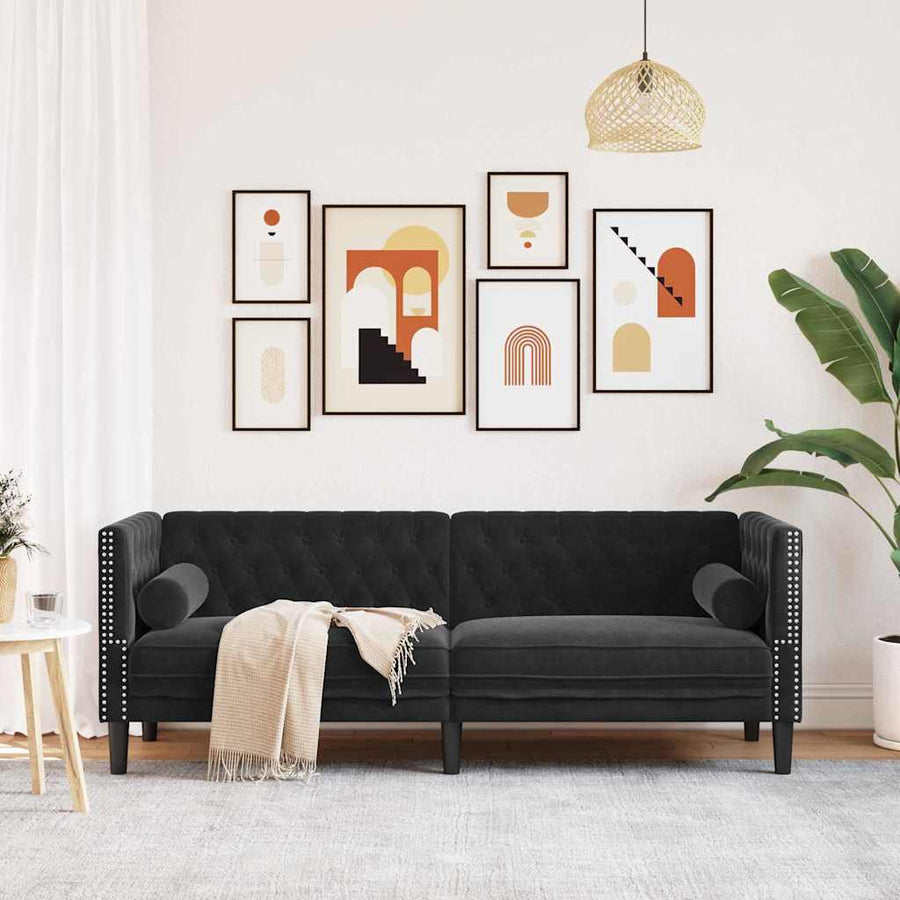 Bank Zwart 194 x 74,5 x 70,5 cm Fluweel