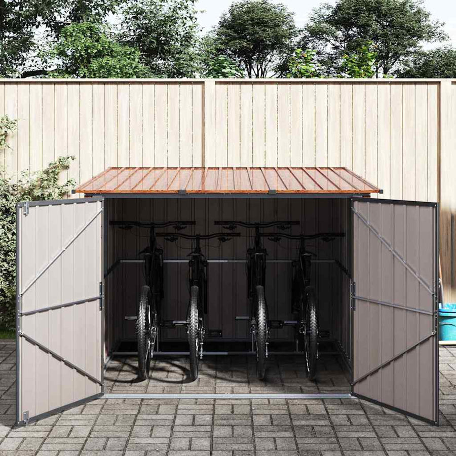 Fietsschuurtje 3 pcs Bruin 215 x 206 x 157 cm Metaal