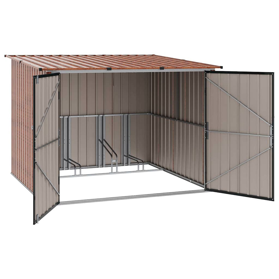 Fietsschuurtje 3 pcs Bruin 215 x 206 x 157 cm Metaal