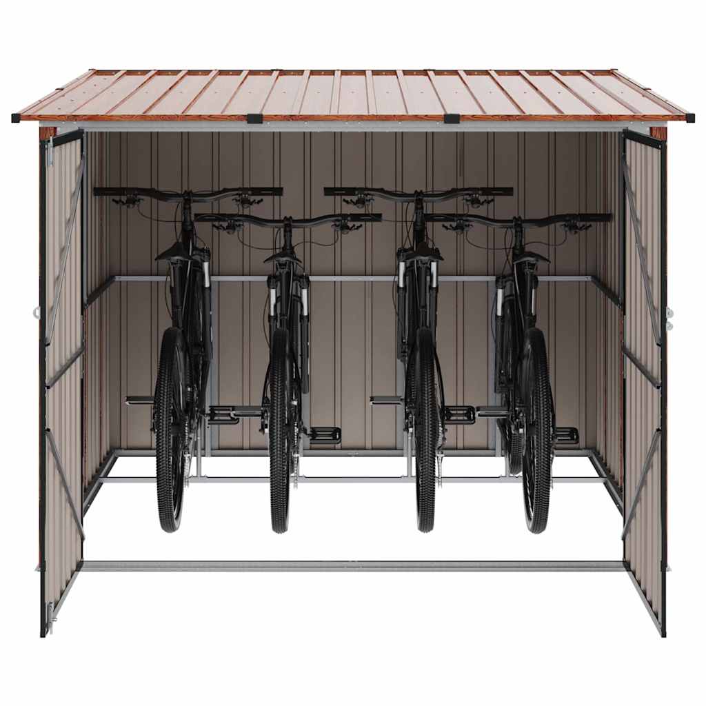 Fietsschuurtje 3 pcs Bruin 215 x 206 x 157 cm Metaal