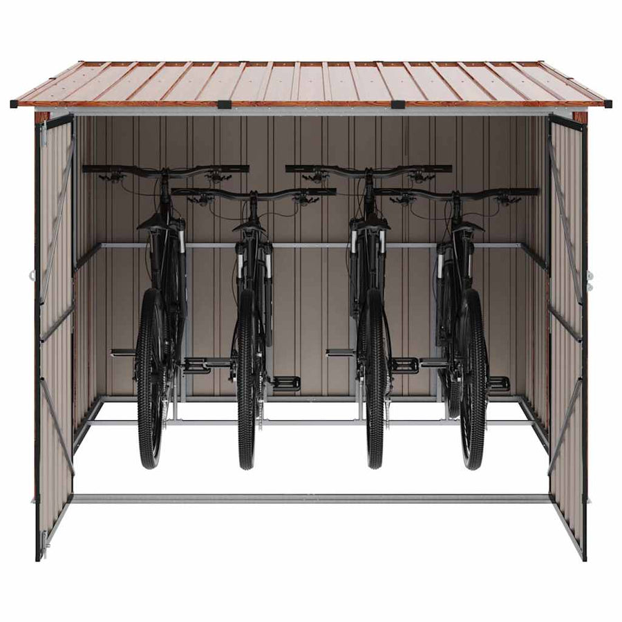 Fietsschuurtje 3 pcs Bruin 215 x 206 x 157 cm Metaal