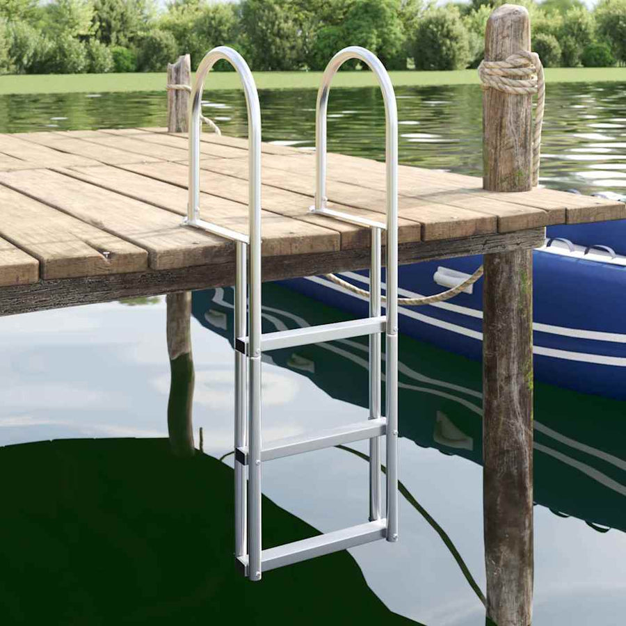 3-Traps Steigerladder Zilver 45 x 11,5 x 134 cm Aluminium