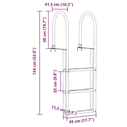 3-Traps Steigerladder Zilver 45 x 11,5 x 134 cm Aluminium
