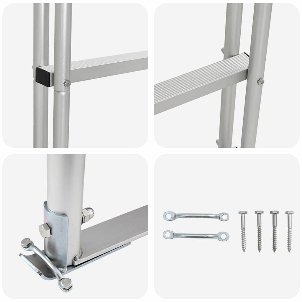 4-treden haventrap Zilver 45 ×11,5 ×162 cm Aluminium