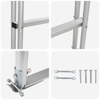 4-treden haventrap Zilver 45 ×11,5 ×162 cm Aluminium