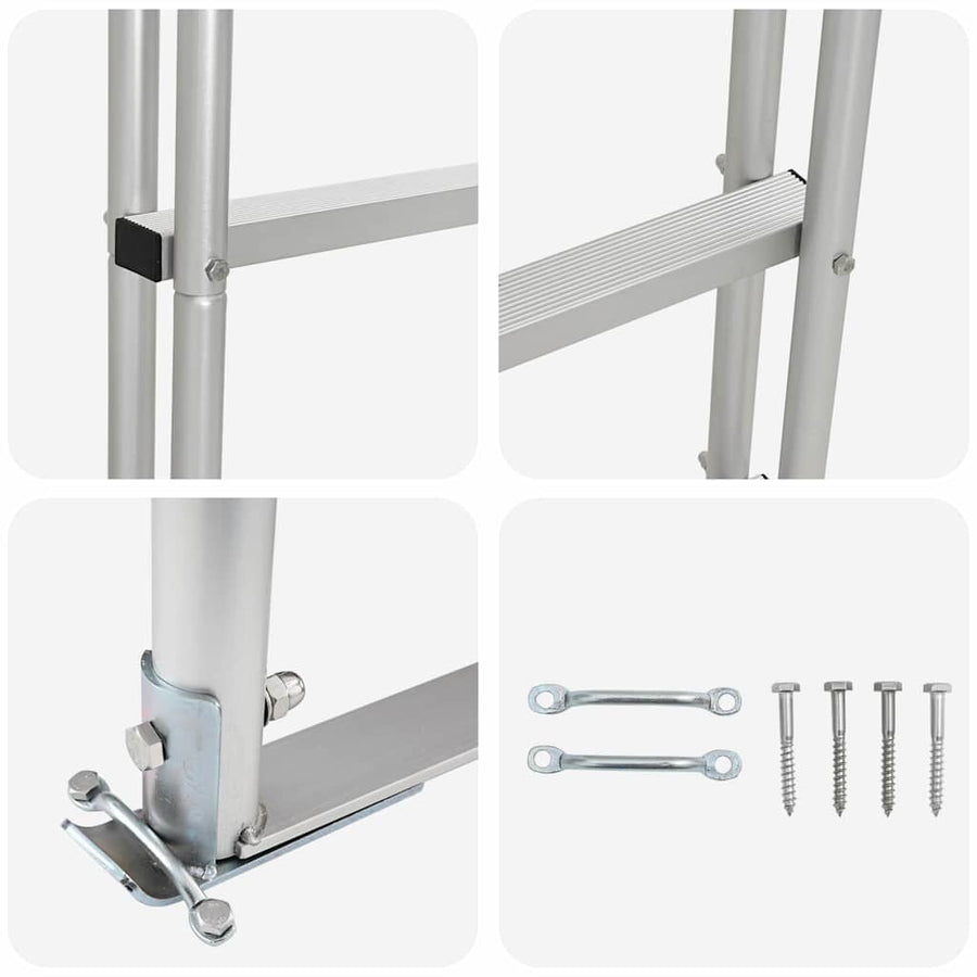 4-treden haventrap Zilver 45 ×11,5 ×162 cm Aluminium