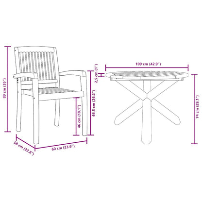 Tuin Eetset 3 pcs Bruin 109 x 109 x 74 cm