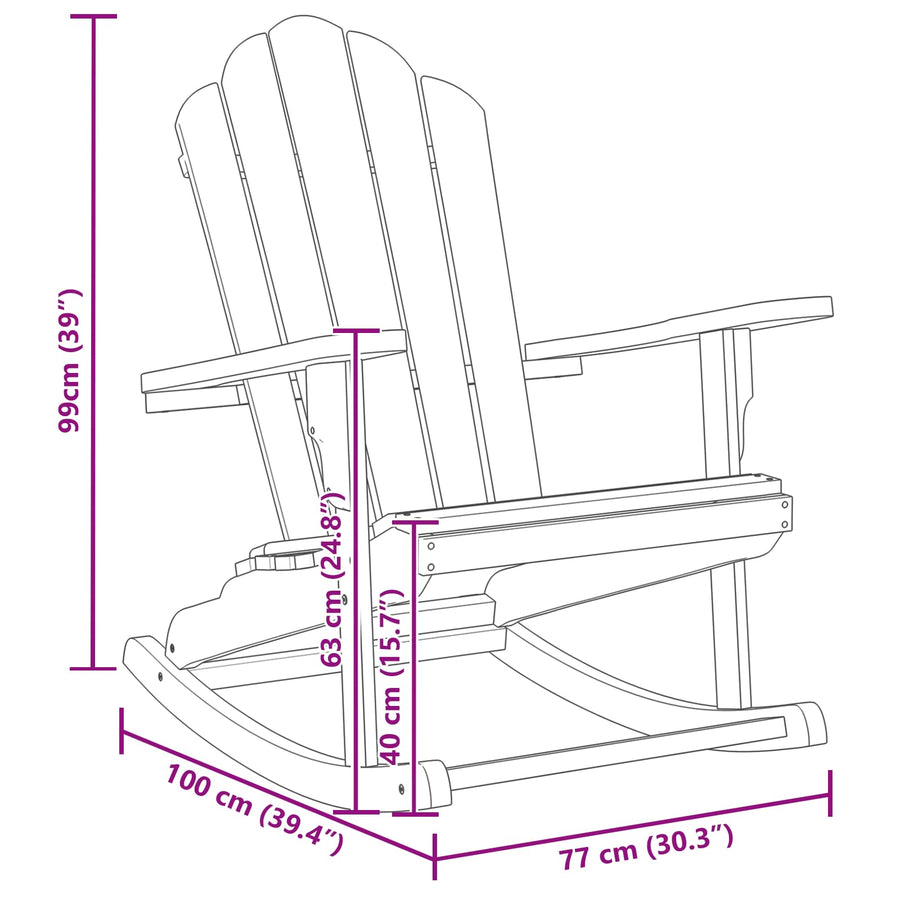 Adirondack Schommelstoel 2 st Bruin Massief teakhout