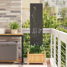 Tuin Privacy Screen Bloemen Zwart 32 x 140 cm Koudgewalst staal