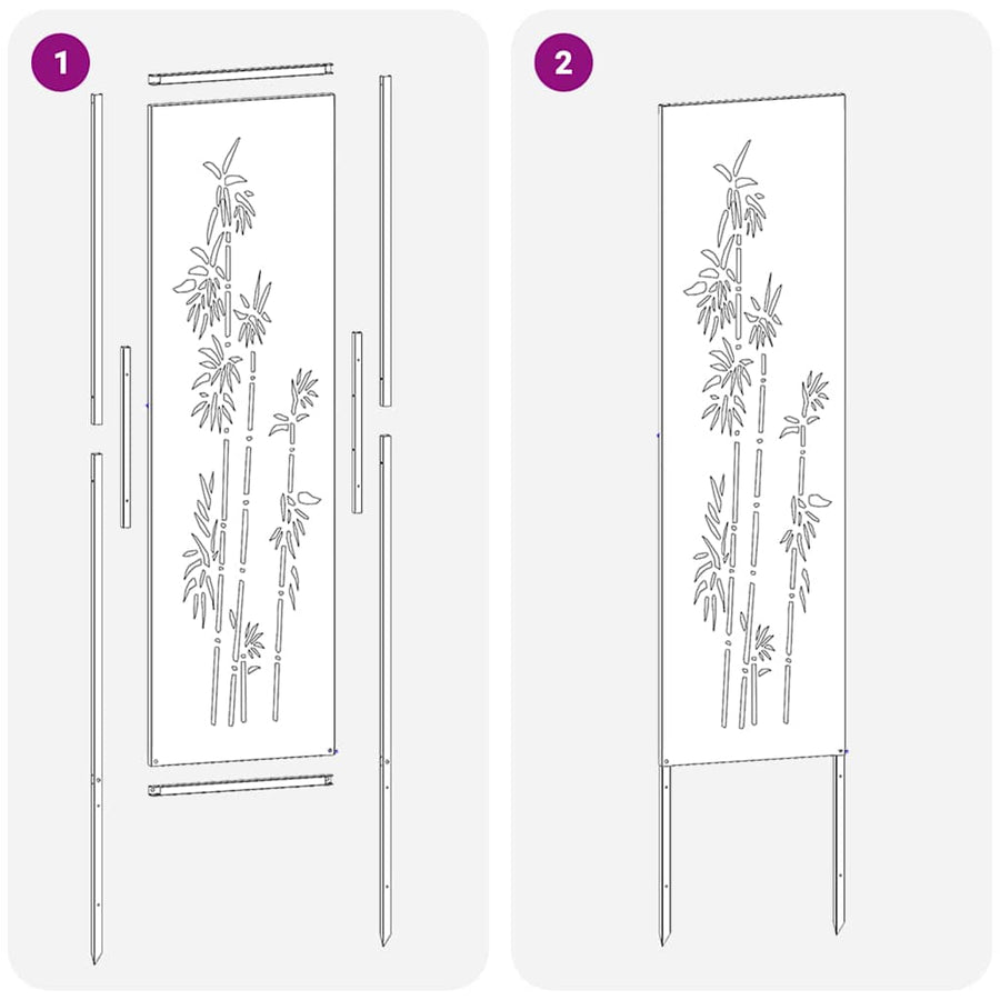 Tuin Privacy Screen Bloemen Wit 32 x 140 cm Koudgewalst staal