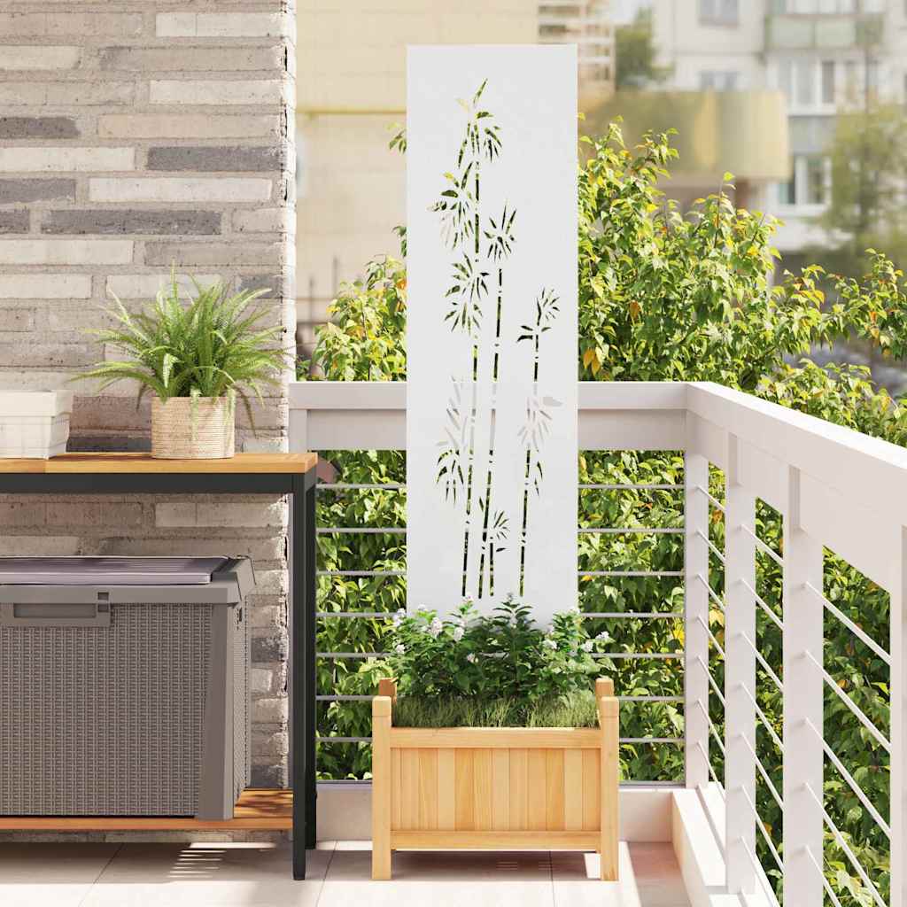 Tuin Privacy Screen Bloemen Wit 32 x 140 cm Koudgewalst staal