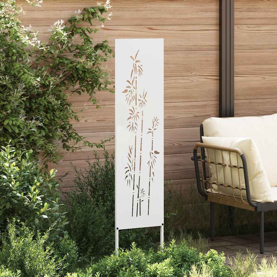 Tuin Privacy Screen Bloemen Wit 32 x 140 cm Koudgewalst staal