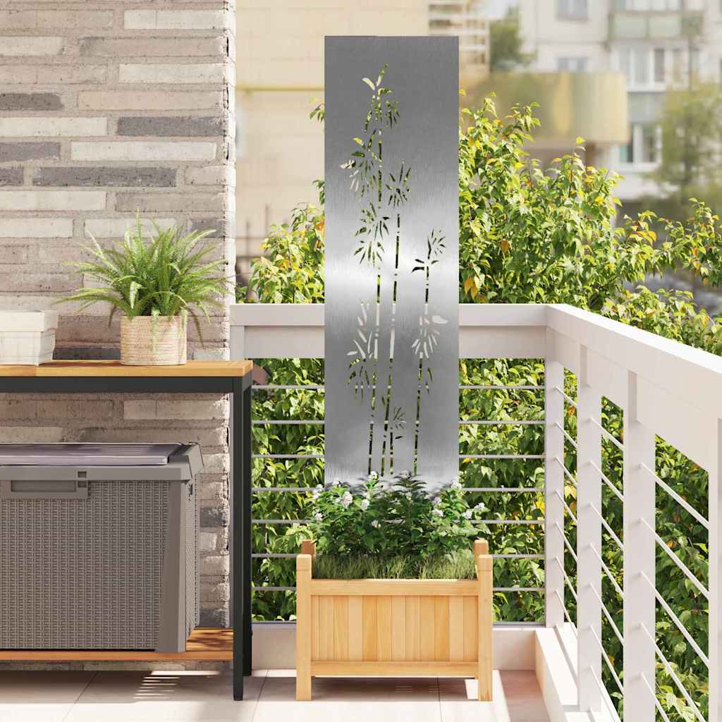 Tuin Privacy Screen Bloemen Zilver 32 x 140 cm Roestvrij staal