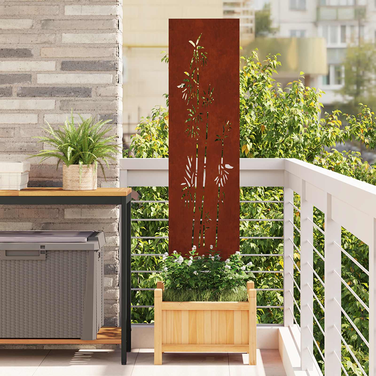 Tuin Privacy Screen Bloemen Roestig 32 x 140 cm Cortenstaal