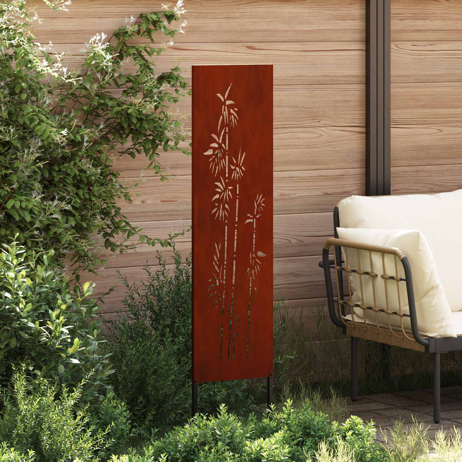 Tuin Privacy Screen Bloemen Roestig 32 x 140 cm Cortenstaal