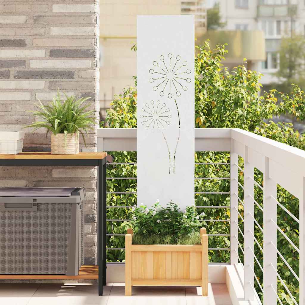 Tuin Privacy Screen Fretwerk Wit 32 x 140 cm Koudgewalst staal