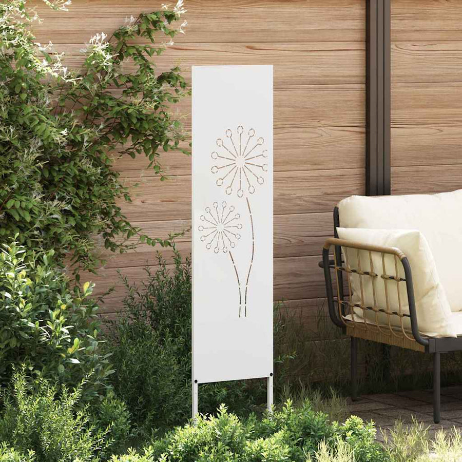 Tuin Privacy Screen Fretwerk Wit 32 x 140 cm Koudgewalst staal