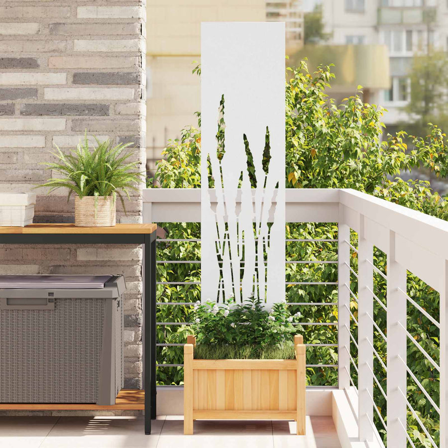 Tuin Privacy Screen Fretwerk Wit 32 x 140 cm Koudgewalst staal