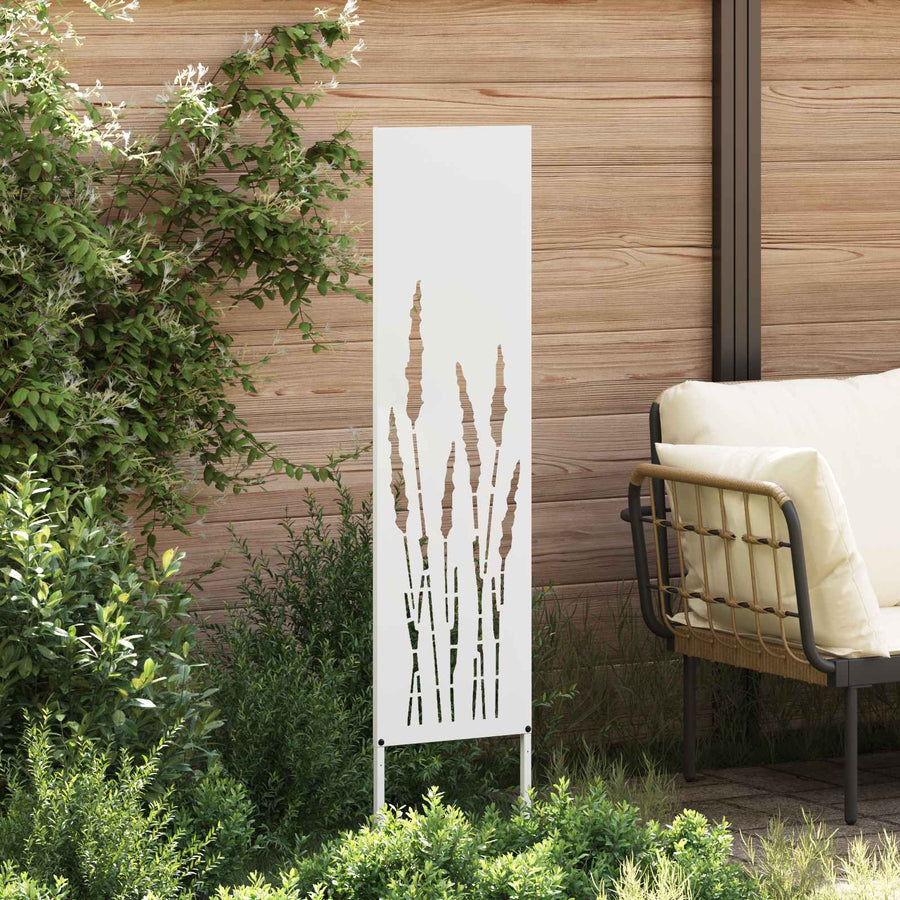 Tuin Privacy Screen Fretwerk Wit 32 x 140 cm Koudgewalst staal