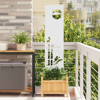 Tuin Privacy Screen Fretwerk Wit 32 x 140 cm Koudgewalst staal
