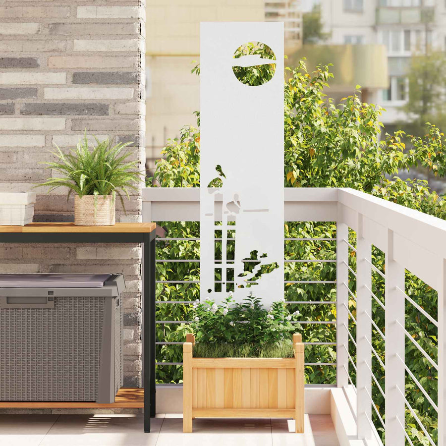 Tuin Privacy Screen Fretwerk Wit 32 x 140 cm Koudgewalst staal