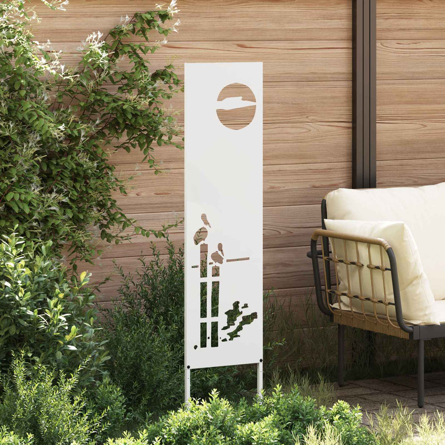 Tuin Privacy Screen Fretwerk Wit 32 x 140 cm Koudgewalst staal
