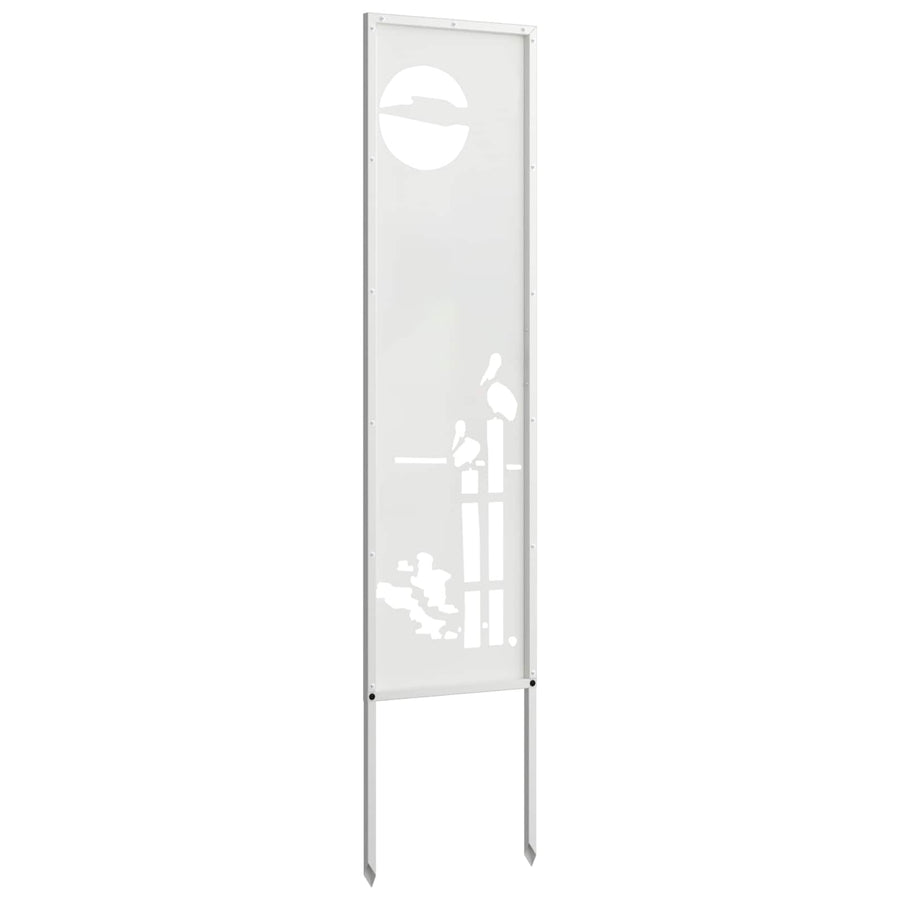 Tuin Privacy Screen Fretwerk Wit 32 x 140 cm Koudgewalst staal
