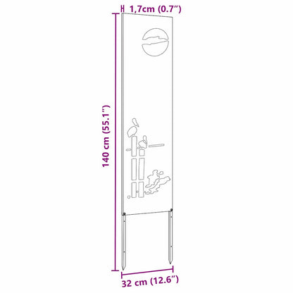 Tuin decoratief paneel Roestig 32 x 140 cm Verweerd staal