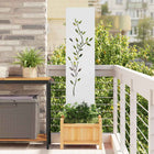 Garden Privacy Screen Flowers White 32 x 140 cm Cold Rolled Steel