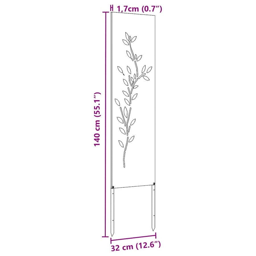 Tuin decoratief paneel Wit 32 x 140 cm Koudgewalst staal