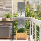 Garden Privacy Screen Flowers Silver 32 x 140 cm Stainless Steel
