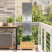 Garden Privacy Screen Flowers Silver 32 x 140 cm Stainless Steel